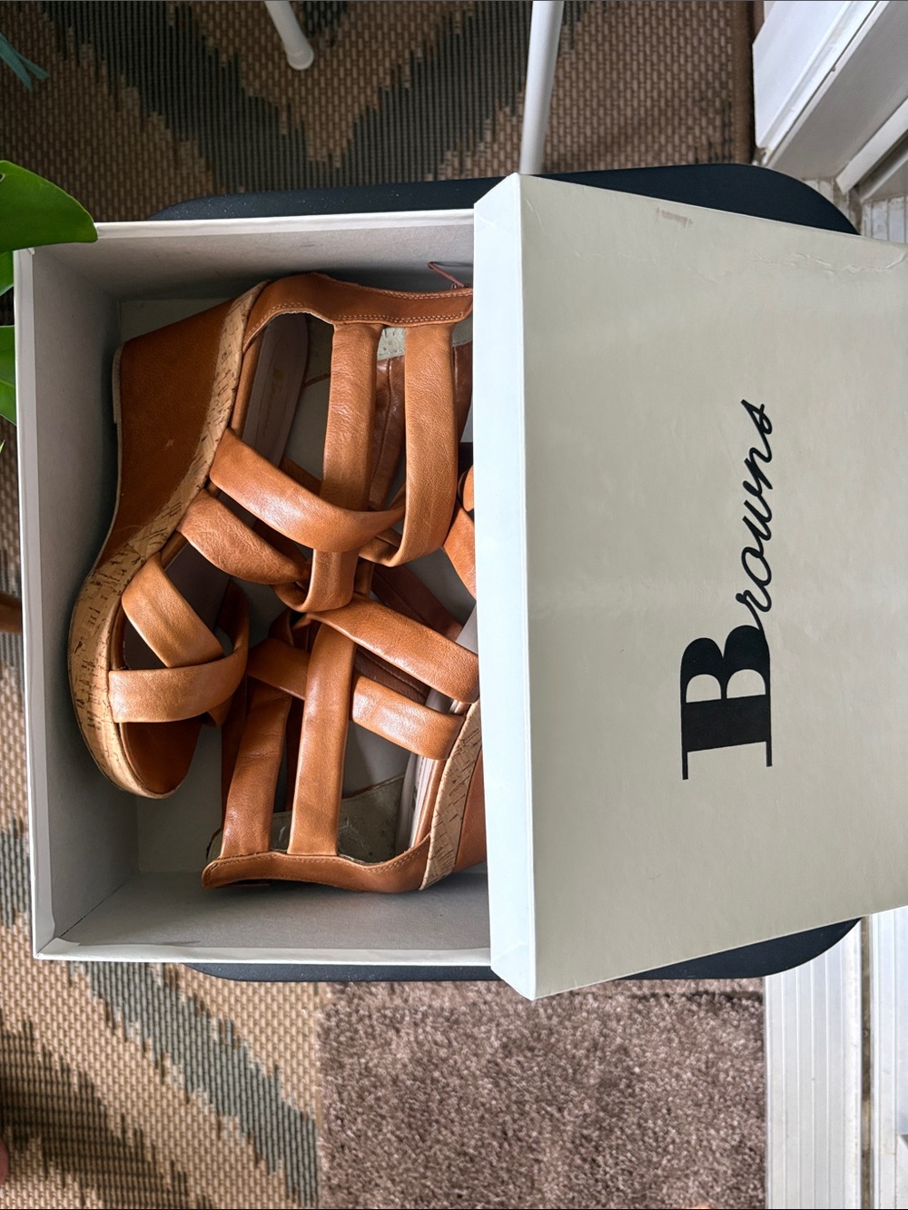 Browns Wedge Sandals, Gladiator | Cork | Platform | Cognac | Size 38 - Picture 12 of 16